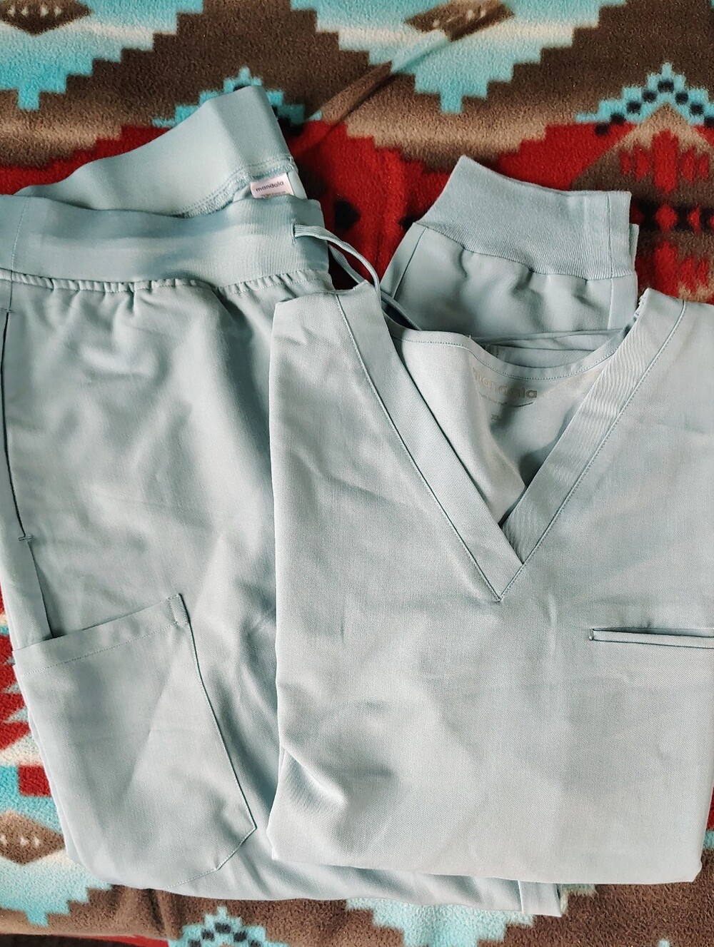 Mandala Light Blue Scrub Set